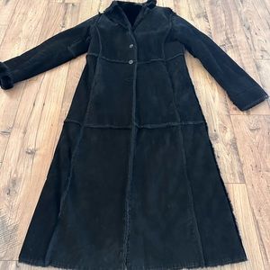 Vintage Marvin Richards Long Suede Leather Black Coat